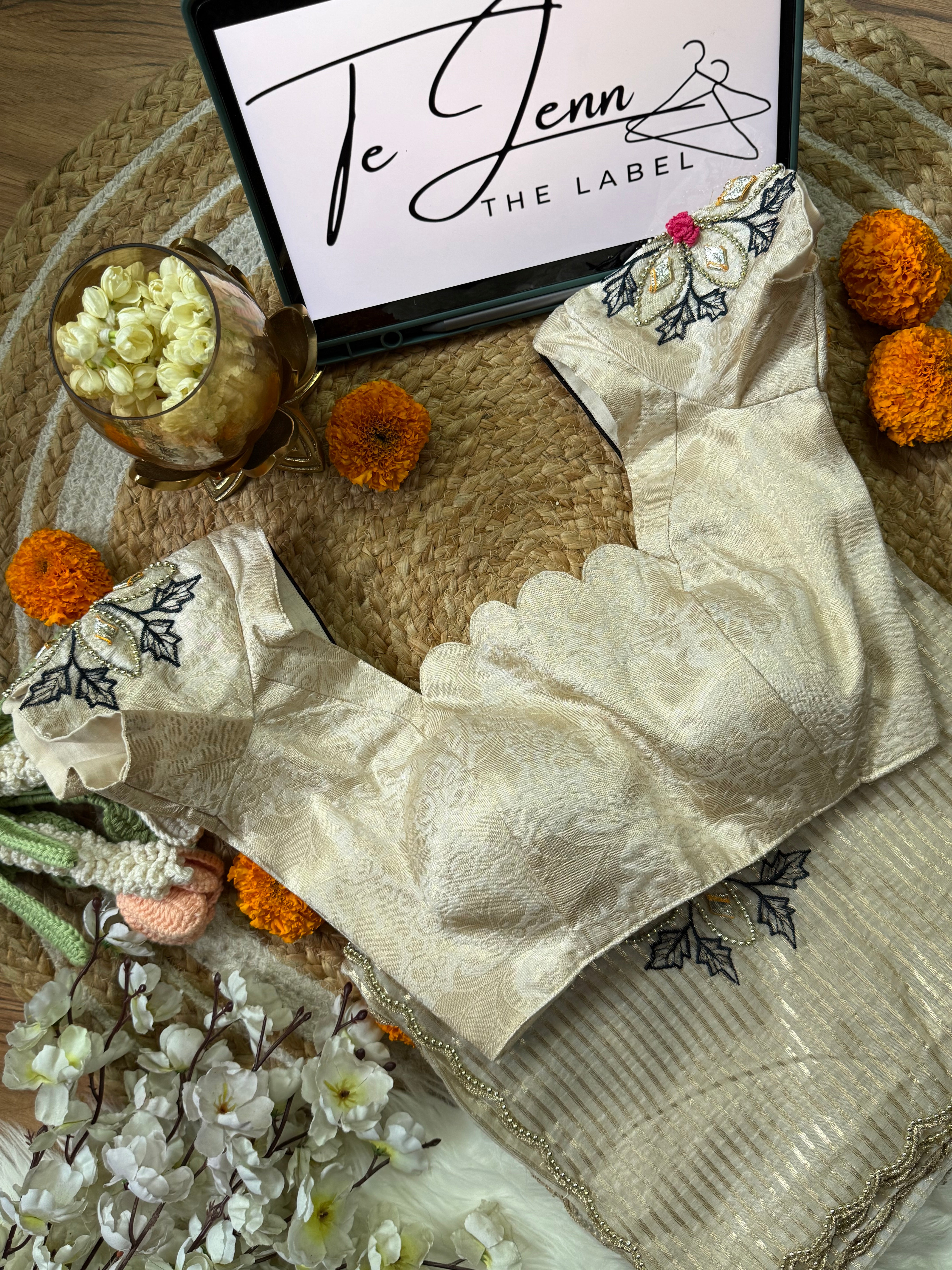 KANMANI 2.0 - Tissue Zari Stripe with embroidery work
