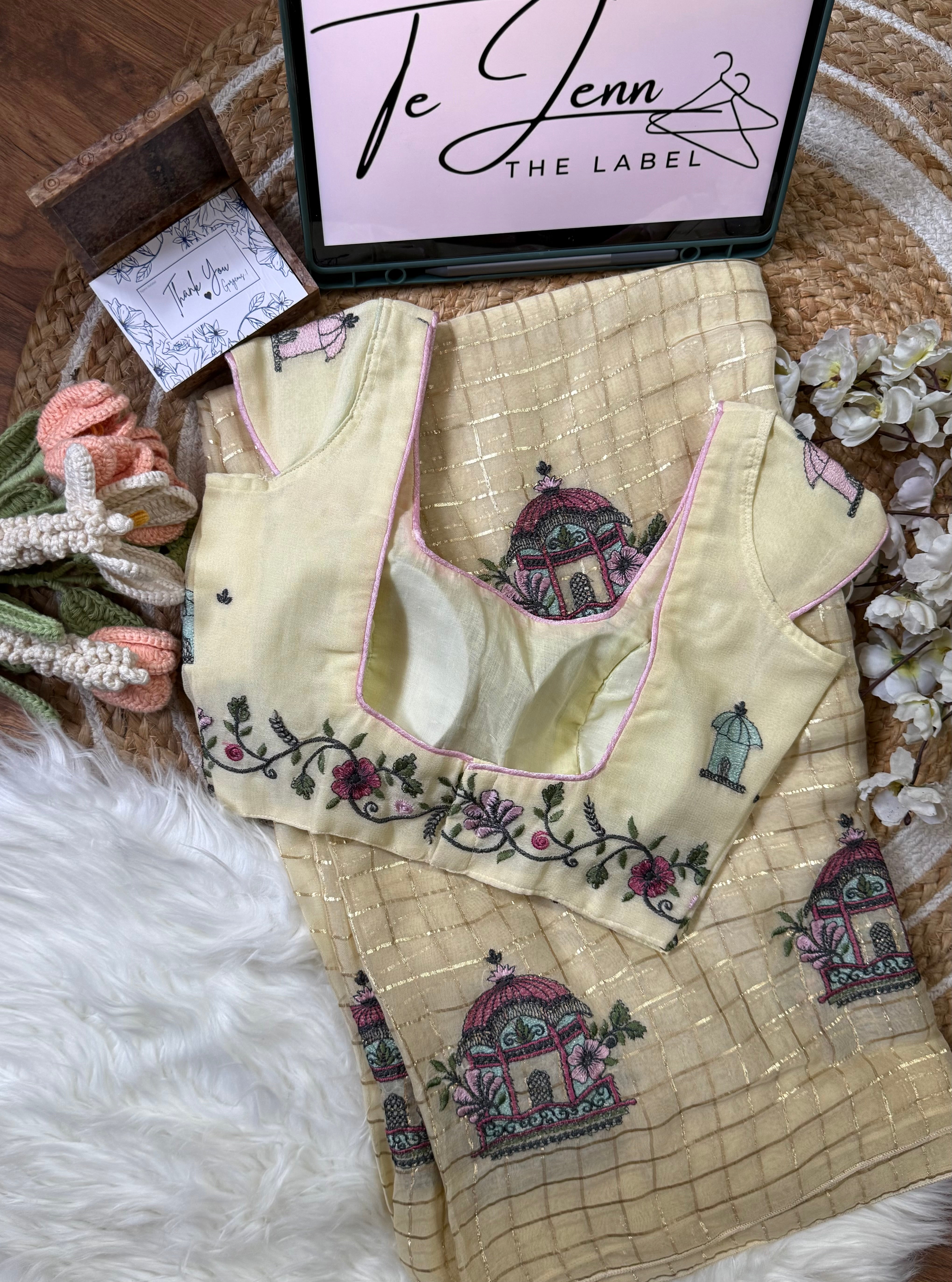 Tara - Pure Chinnon zari woven chex