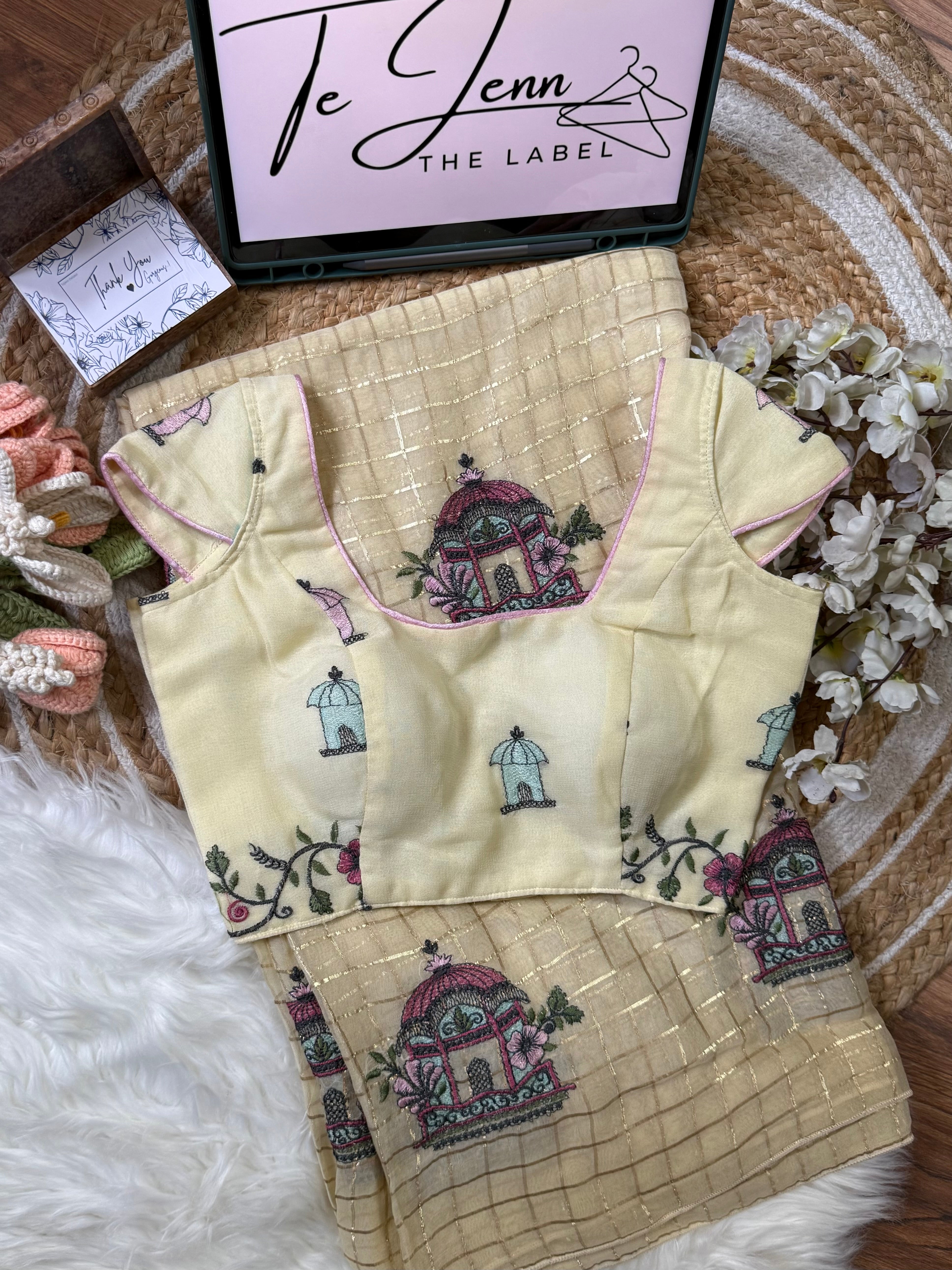 Tara - Pure Chinnon zari woven chex