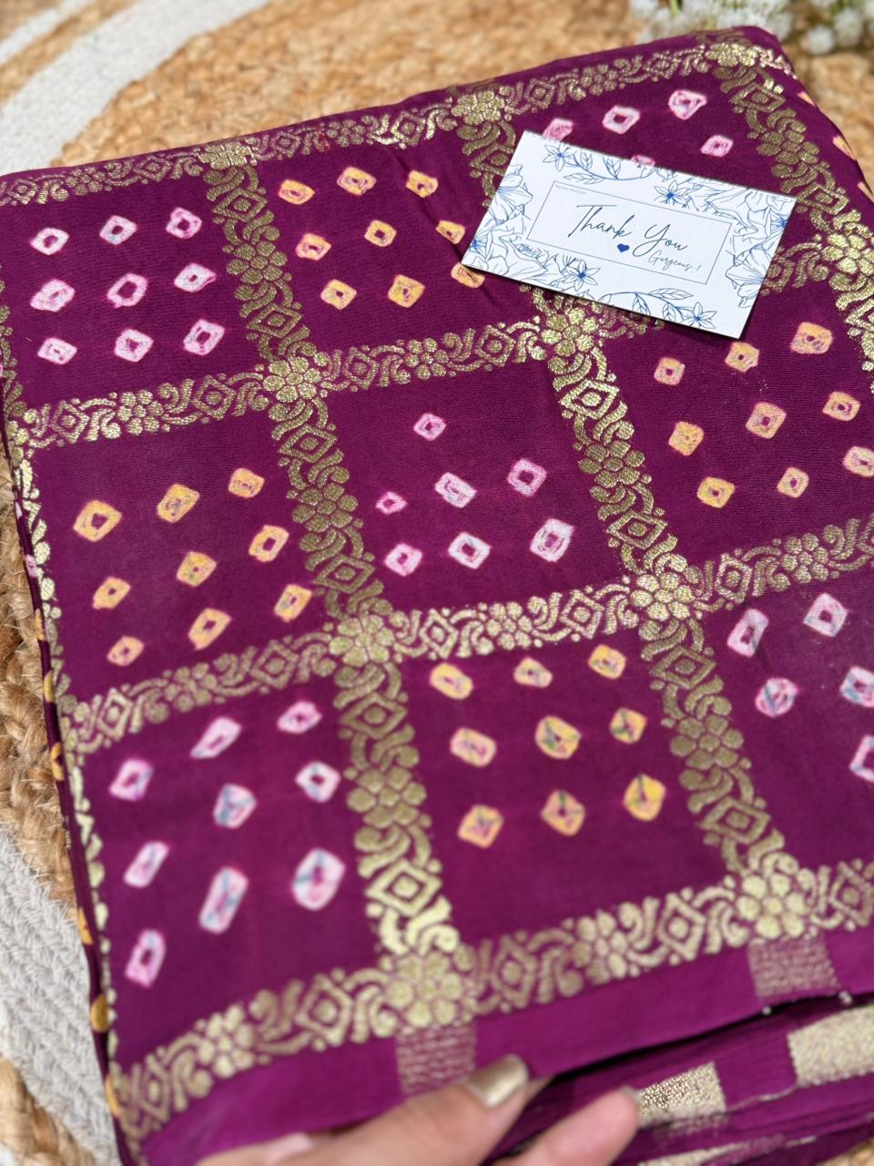 Rajvini - Gaji silk in bandhej print