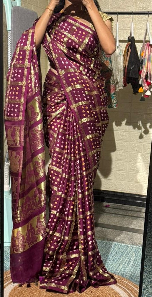 Rajvini - Gaji silk in bandhej print