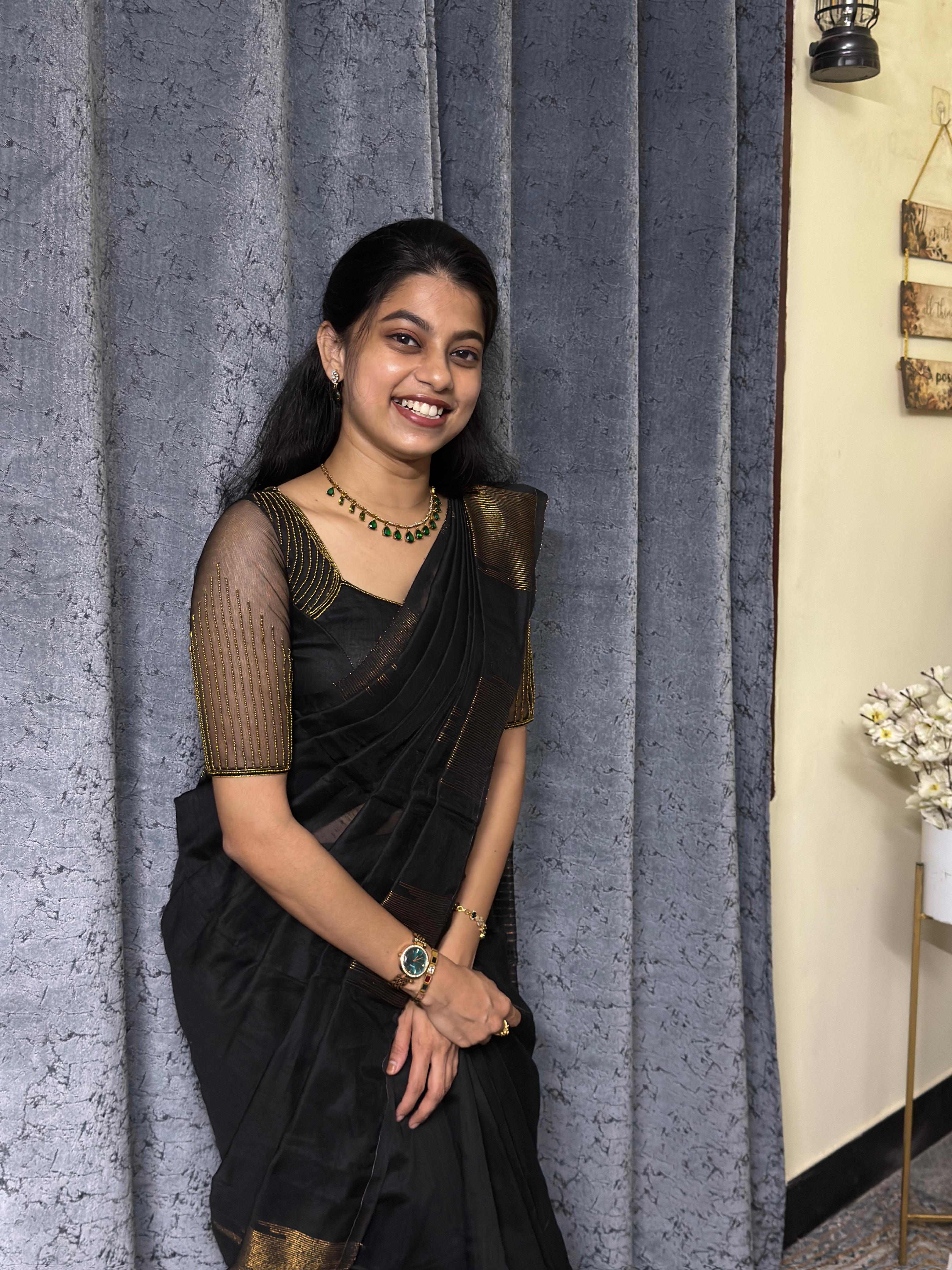 Nila - Handloom Silk Cotton - Black