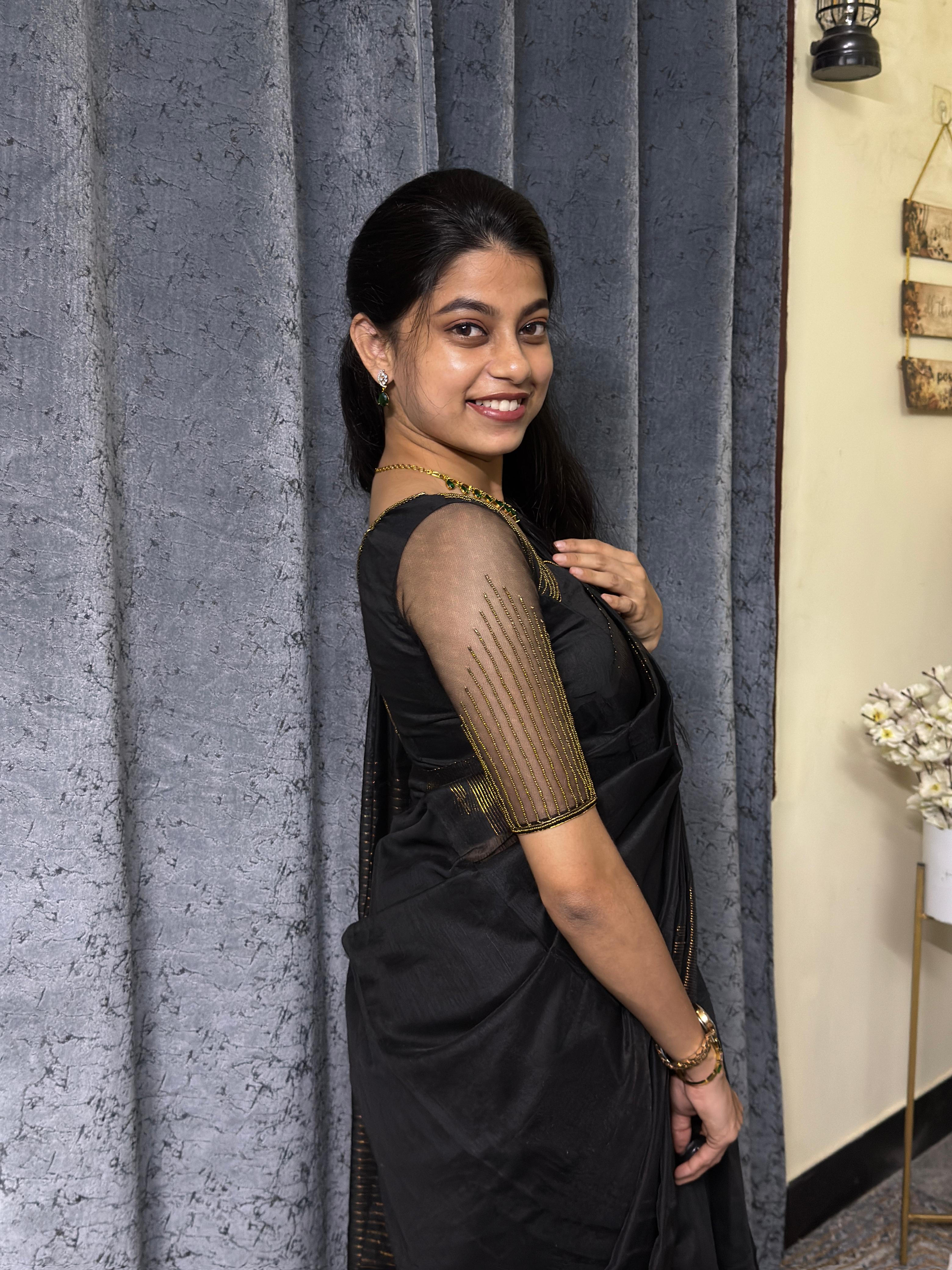 Nila - Handloom Silk Cotton - Black