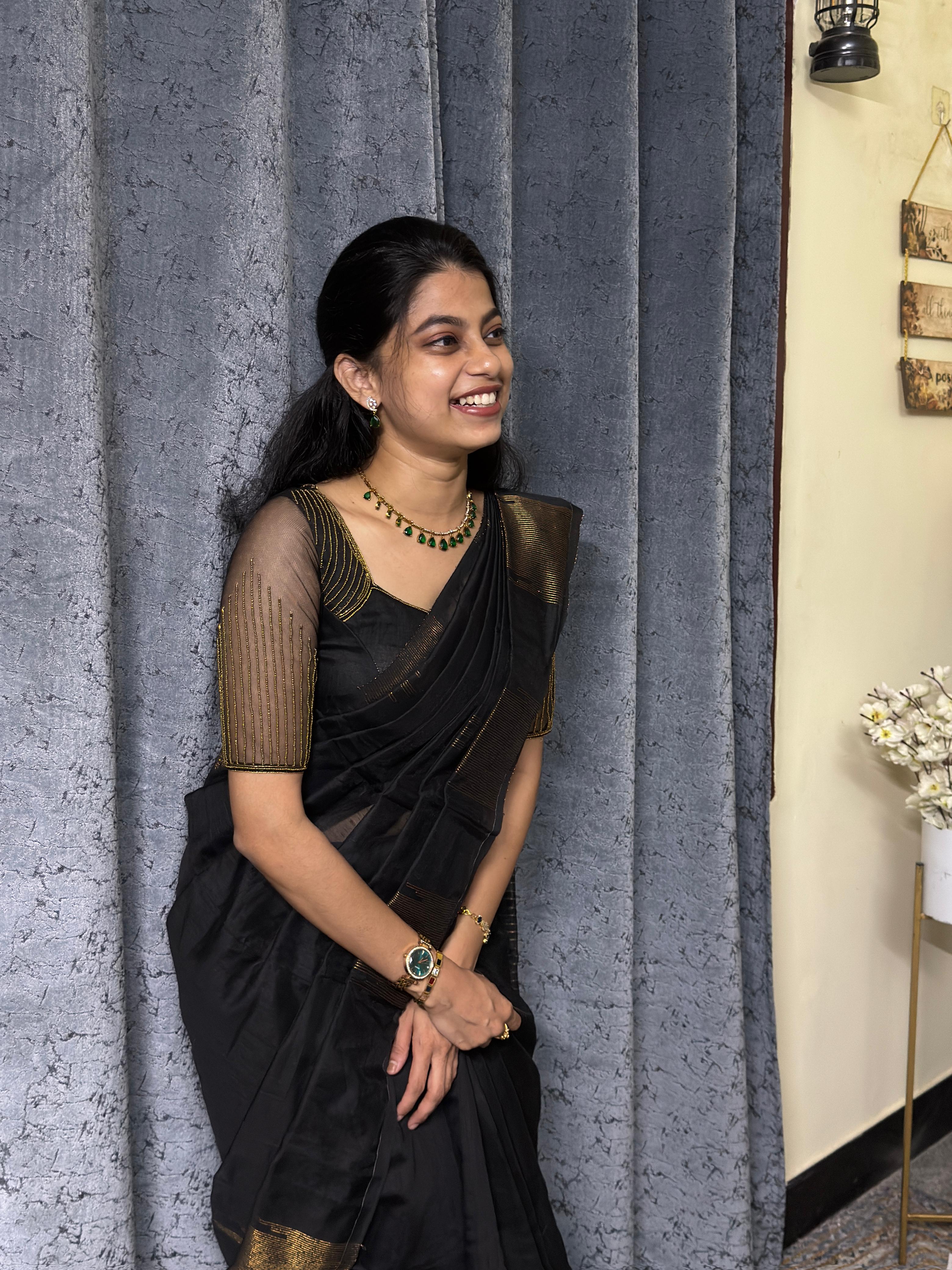 Nila - Handloom Silk Cotton - Black