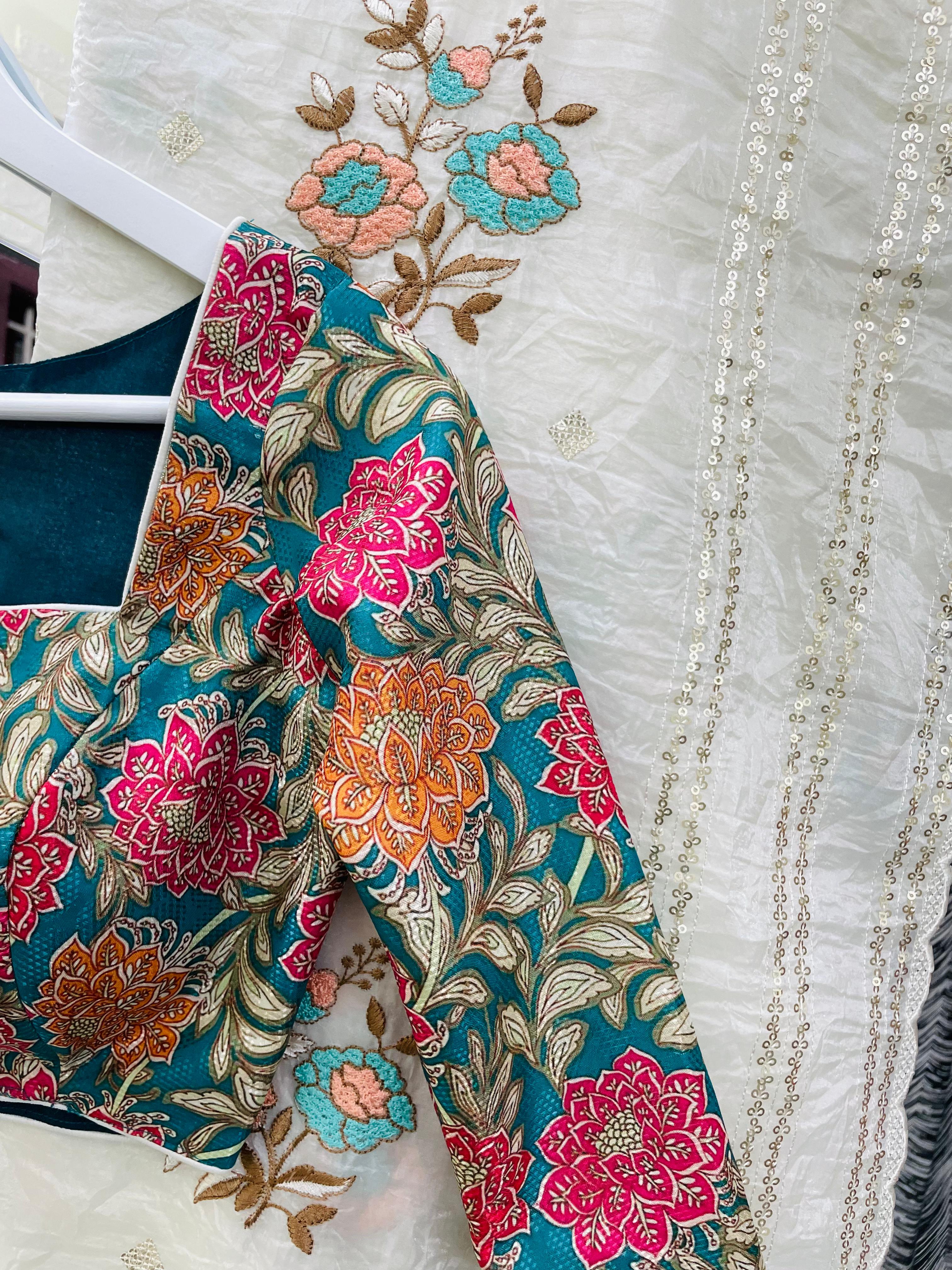 Sita - Paper crushed tissue embroidery saree