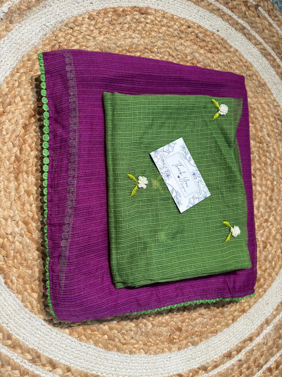 Neelothi - Kota Silk - Purple with Leaf green
