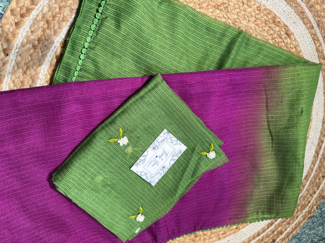 Neelothi - Kota Silk - Purple with Leaf green
